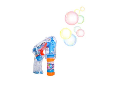 Jucarie interactiva pentru Balonase idealSTORE Bubble Rain, Accesorizata cu 4 LED-URI, Verde, Rosu si 2 Albastre, Arma cu bule de sapun are lumini colorate care vor diversifica distractia