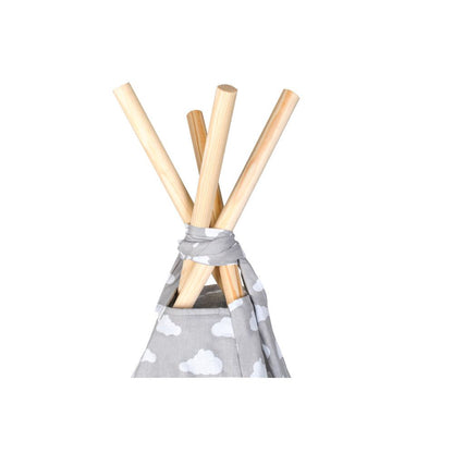 Cort si Spatiu de Joaca pentru copii idealSTORE Little Junior Indian, Dimensiuni 115 x 115 x 180cm, Echipat cu accesorii simbolice, 3 perne umplute cu o bila din silicon ce Sprijina joaca creativa dezvoltand modul de gandire