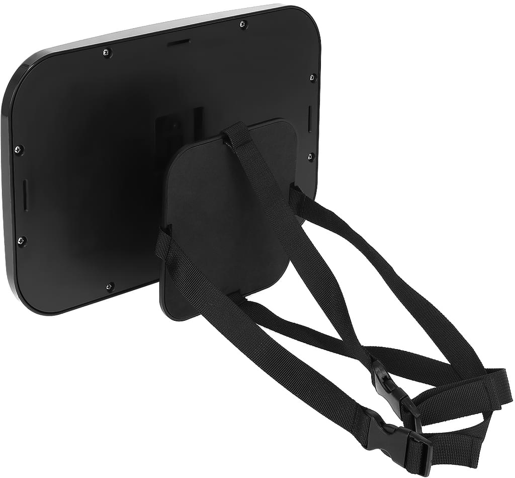 Oglinda retrovizoare pentru bebelusi din plastic idealSTORE, Dimensiuni 30 x 20 cm, Rotire 360 grade, Echipata cu 4 curele care tin ferm tetiera, Convexa ce ofera un unghi larg de vizualizare