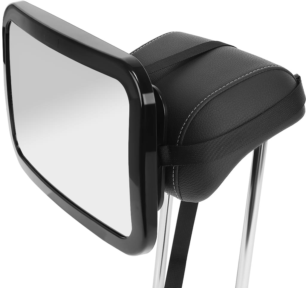 Oglinda retrovizoare pentru bebelusi din plastic idealSTORE, Dimensiuni 30 x 20 cm, Rotire 360 grade, Echipata cu 4 curele care tin ferm tetiera, Convexa ce ofera un unghi larg de vizualizare