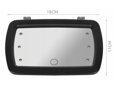 Oglinda auto pentru bebelusi cu LED idealSTORE Junior Magic Mirror, Dimensiuni 18 x 11 cm, Rotatie 360 de grade, Proiectata sa observe copilul pe scaunul auto, Se monteaza pe parasolar cu doua manere