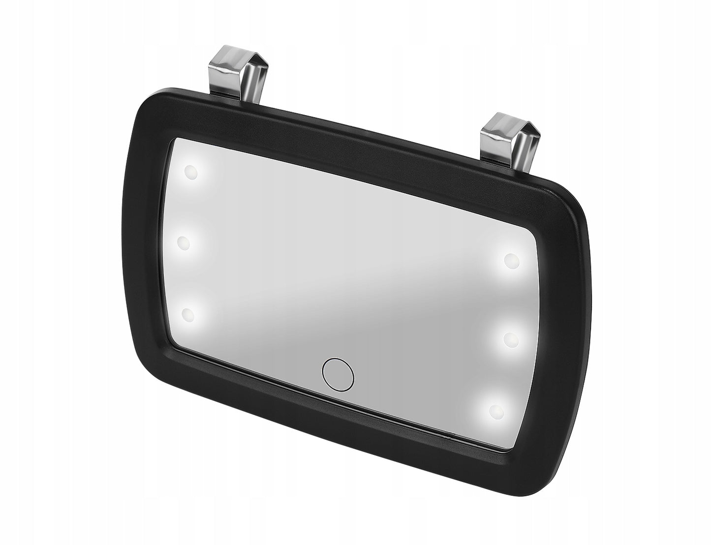 Oglinda auto pentru bebelusi cu LED idealSTORE Junior Magic Mirror, Dimensiuni 18 x 11 cm, Rotatie 360 de grade, Proiectata sa observe copilul pe scaunul auto, Se monteaza pe parasolar cu doua manere