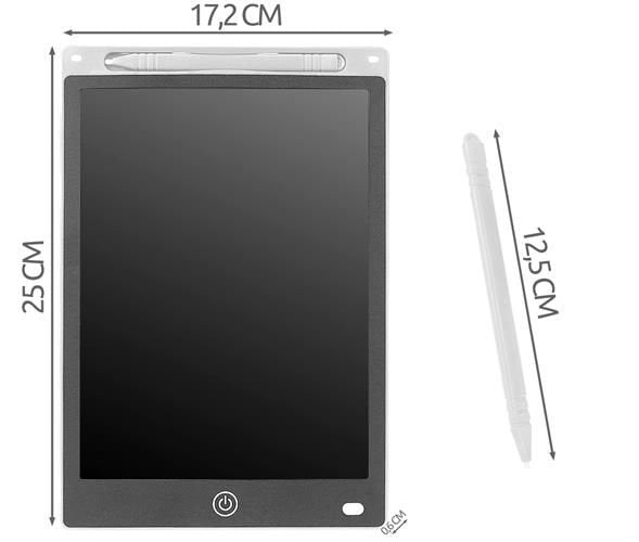 Tableta Grafica XL pentru Desen si Scris idealSTORE, Dimensiuni 17.2 x 0.6 x 25 cm, Ecran de 10 inch, Incurajeaza jocul creativ prin diversificare, Negru-Alb
