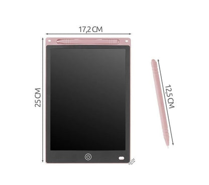Tableta Grafica XL pentru Desen si Scris idealSTORE, Dimensiuni 17.2 x 0.6 x 25 cm, Ecran de 10 inch, Incurajeaza jocul creativ prin diversificare, Negru-Roz