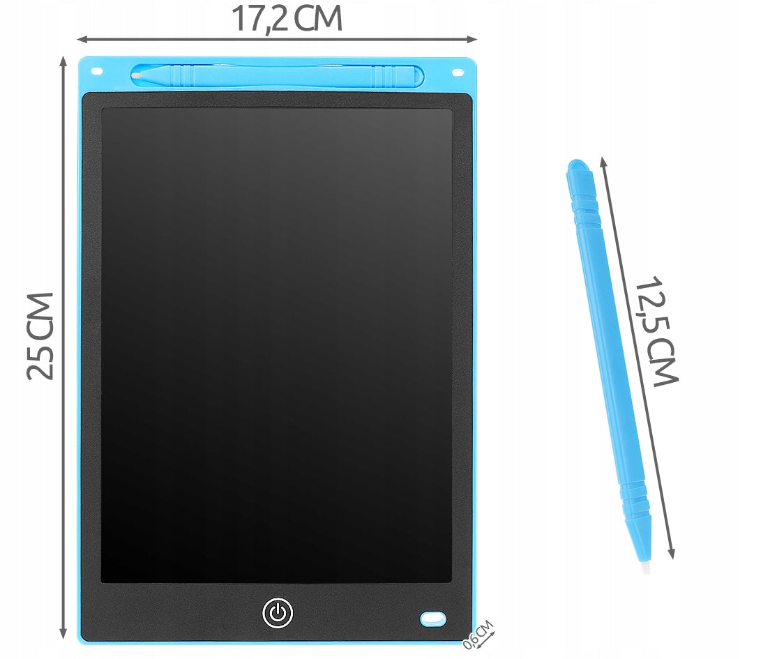 Tableta Grafica XL pentru Desen si Scris idealSTORE, Dimensiuni 17.2 x 0.6 x 25 cm, Ecran de 10 inch, Incurajeaza jocul creativ prin diversificare, Negru-Albastru