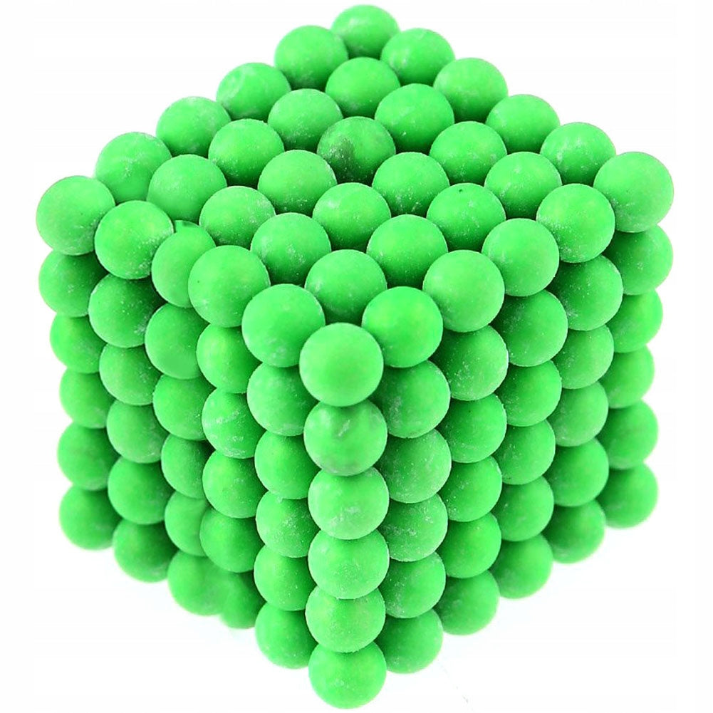 Puzzle magnetic florescent idealSTORE Green CUBE, Include 216 sfere cu diametru de 5mm, Sprijina dezvoltarea inovatiei si ofera ore de distractie mentala, Trezeste imaginatia si creeaza forme unice