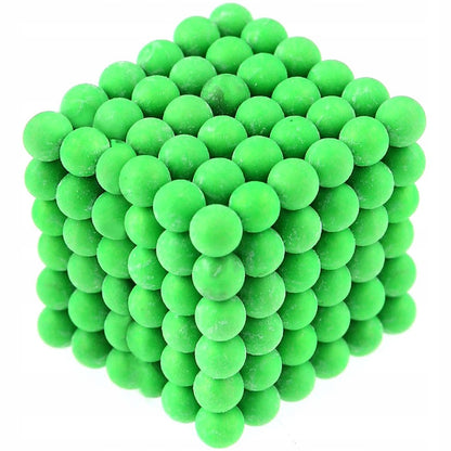 Puzzle magnetic florescent idealSTORE Green CUBE, Include 216 sfere cu diametru de 5mm, Sprijina dezvoltarea inovatiei si ofera ore de distractie mentala, Trezeste imaginatia si creeaza forme unice