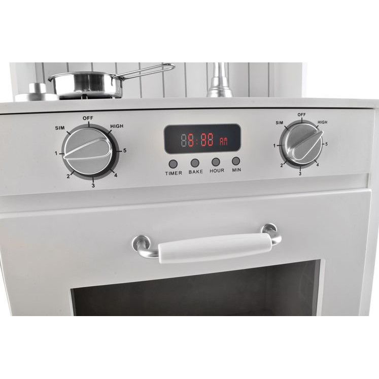 Bucatarie Multifunctionala din lemn idealSTORE Elite Cook Gray, Dimensiuni 93 x 43.5 x 28.5 cm, Accesorizata cu lampa LED, Utilata complet, Accesorii incluse, Stimuleaza gandirea creativa, invata cooperarea in grup, Gri