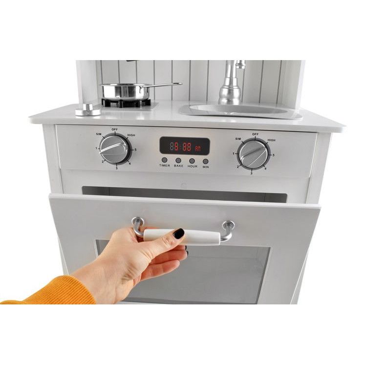 Bucatarie Multifunctionala din lemn idealSTORE Elite Cook Gray, Dimensiuni 93 x 43.5 x 28.5 cm, Accesorizata cu lampa LED, Utilata complet, Accesorii incluse, Stimuleaza gandirea creativa, invata cooperarea in grup, Gri