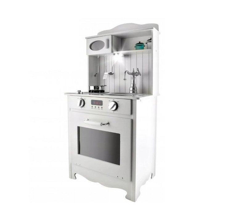 Bucatarie Multifunctionala din lemn idealSTORE Elite Cook Gray, Dimensiuni 93 x 43.5 x 28.5 cm, Accesorizata cu lampa LED, Utilata complet, Accesorii incluse, Stimuleaza gandirea creativa, invata cooperarea in grup, Gri