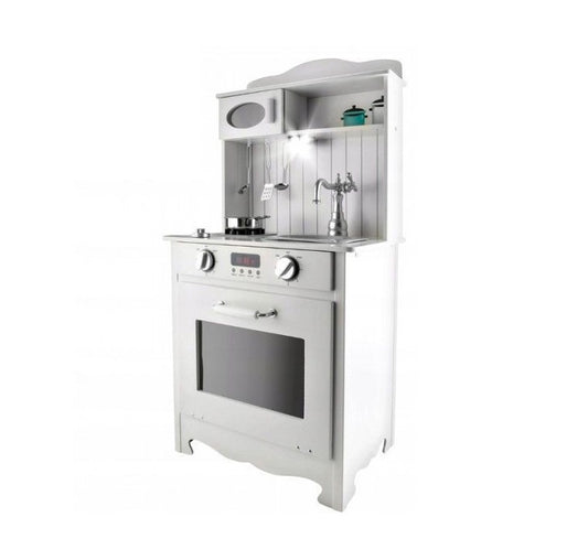 Bucatarie Multifunctionala din lemn idealSTORE Elite Cook Gray, Dimensiuni 93 x 43.5 x 28.5 cm, Accesorizata cu lampa LED, Utilata complet, Accesorii incluse, Stimuleaza gandirea creativa, invata cooperarea in grup, Gri