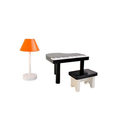 Casuta de papusi din lemn cu LED THE LITTLE PALACE, Dimensiuni 120 x 103 cm, Constructie 3 etaje, 5 camere si 29 piese de mobilier, 6 Papusi, Lift, Camere echipate complet intr-un decor de basm, Ideal pentru micile printese