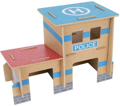 Pista Multifunctionala din Lemn Natural Cargo Express idealSTORE, Include 89 de Elemente, Tren Magnetic cu Vagoane, Elicopter de Politie, Heliport, Semne de Circulatie, Copaci, 2 Masini, O Gara, Cladire de Politie, Piese Robuste din Lemn