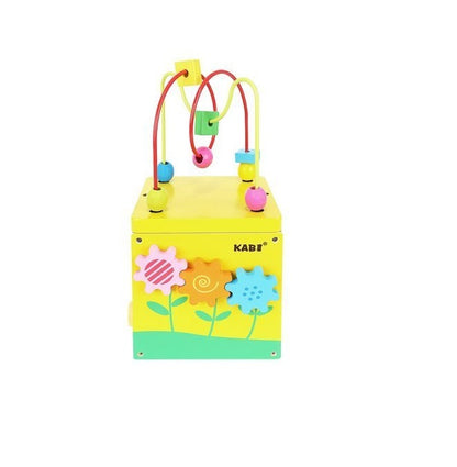 Cub educativ din lemn idealSTORE, Echipat cu diverse activitati ce antreneaza gandirea logica, Dezvolta deprinderile motrice si coordonarea mana-ochi, Multicolor