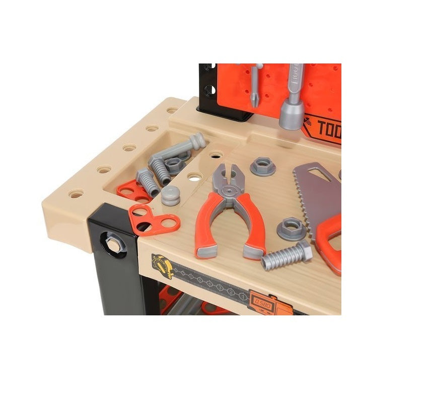 Banc de lucru Interactiv idealSTORE Mecanicul Priceput, Dimensiuni 27 x 50 x 68 cm, Echipat cu 65 de instrumente specifice, Antreneaza concentrarea, rabdarea si memoria, Dezvolta jocul de rol prin gandirea tehnica si logica