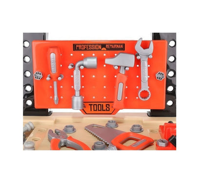 Banc de lucru Interactiv idealSTORE Mecanicul Priceput, Dimensiuni 27 x 50 x 68 cm, Echipat cu 65 de instrumente specifice, Antreneaza concentrarea, rabdarea si memoria, Dezvolta jocul de rol prin gandirea tehnica si logica