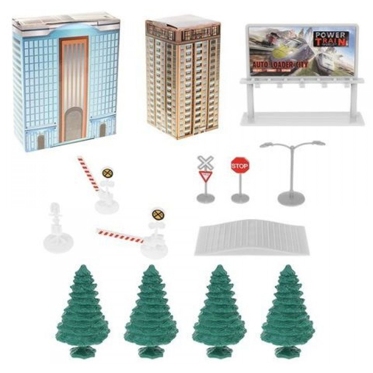 Circuit electric TRAIN TOY IdealStore- Dimnsiune 9 m Include 5 cladiri, pod cu tuneluri, 43 piese cale ferata, 19 accesorii, locomotiva si 4 vagoane pentru calatori, Jucaria stimuleaza imaginatia si face copilul creativ