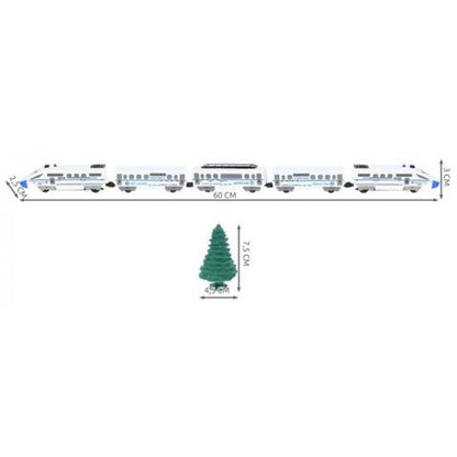 Circuit electric TRAIN TOY IdealStore- Dimnsiune 9 m Include 5 cladiri, pod cu tuneluri, 43 piese cale ferata, 19 accesorii, locomotiva si 4 vagoane pentru calatori, Jucaria stimuleaza imaginatia si face copilul creativ
