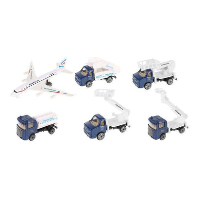 Aeroport pentru copii HEAVEAN AIRPORT idealSTORE, Dimensiuni 95 x 60 x 28,5 cm, Este format din 70 elemente, Include accesorii, avion, 4 camioane, indicatoare, autocolante, pista de aterizare