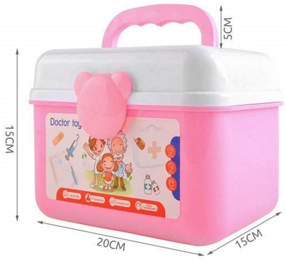 Set acceosrii Medicale de jucarie Family Doctor idealSTORE, Dimensiuni 20 x 15 x 15 cm, Echipat cu Accesorii medicale, Papusa, Valiza Medicala, Stimuleaza imaginatia celor mici, Perfect pentu copiii pasionati de medicina