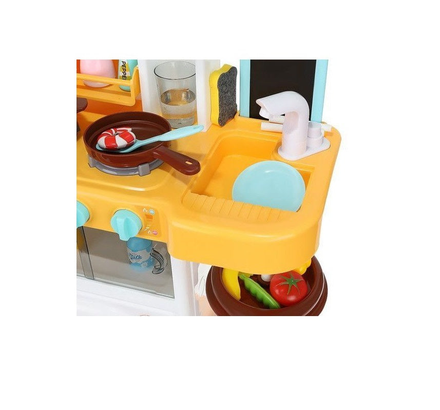 Bucatarie Multifunctionala idealSTORE HOME JUNIOR'S KITCHEN, 72 cm inaltime, Echipata cu Robinet, Hota exterioara, 43 de accesorii simbolice, Sunete si lumini, Imbunatateste abilitatile sociale si de integrare