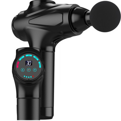 Aparat de Masaj tip Pistol Relax Feet idealSTORE, Ecran Tactil, Autonomie 6 Ore, 10 Capete Inlocuibile Pana la 30 de Niveluri de Intensitate a Masajului, Design Ergonomic, Ajuta la Relaxarea Muschilor, Include Geanta pentru Transport