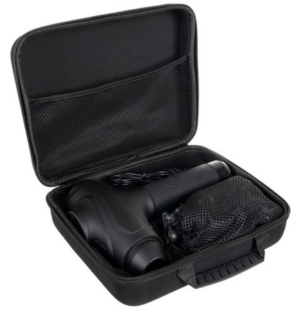 Aparat de Masaj tip Pistol Relax Feet idealSTORE, Ecran Tactil, Autonomie 6 Ore, 10 Capete Inlocuibile Pana la 30 de Niveluri de Intensitate a Masajului, Design Ergonomic, Ajuta la Relaxarea Muschilor, Include Geanta pentru Transport