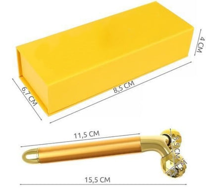 Aparat de Masaj Facial SpaTime IdealStore, Lifting, Stimularea Circulatiei, Terapie Prin Vibratii, Antirid, Waterproof, Perfect Pentru Seri Relaxante, Roller 3D, Culoare Auriu