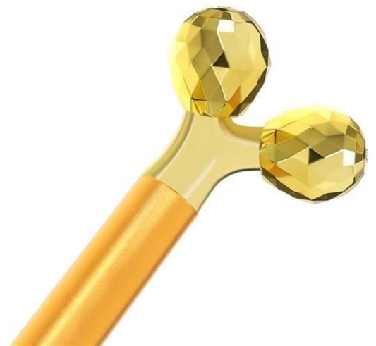 Aparat de Masaj Facial SpaTime IdealStore, Lifting, Stimularea Circulatiei, Terapie Prin Vibratii, Antirid, Waterproof, Perfect Pentru Seri Relaxante, Roller 3D, Culoare Auriu