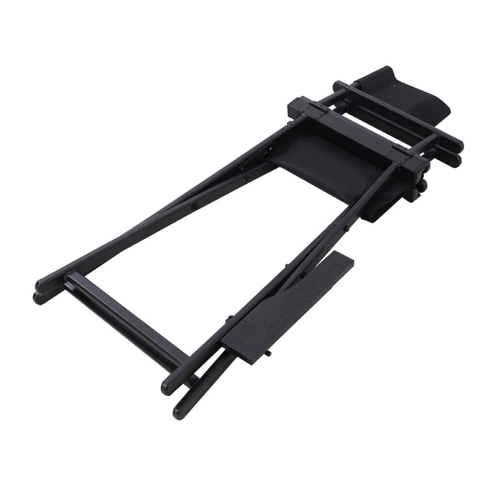 Scaun de Machiaj Pliabil cu Tetiera Beauty Lux idealSTORE, Constructie Solida, Material Aluminiu, Tesatura impermeabila Oxford 600D, Suport pentru Picioare, Sarcina 140 kg, Culoare Black, Ideal pentru Make-up Artisti