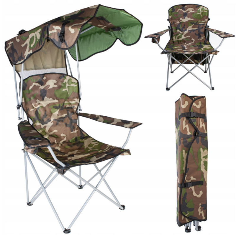 Scaun de Pescuit Pliabil Panama idealSTORE, Dimensiuni 92 x 130 cm, Baldachin impotriva soarelui, Suport pentru cana, Robust-Durabil, Husa pentru transport, Sarcina maxima 120 Kg