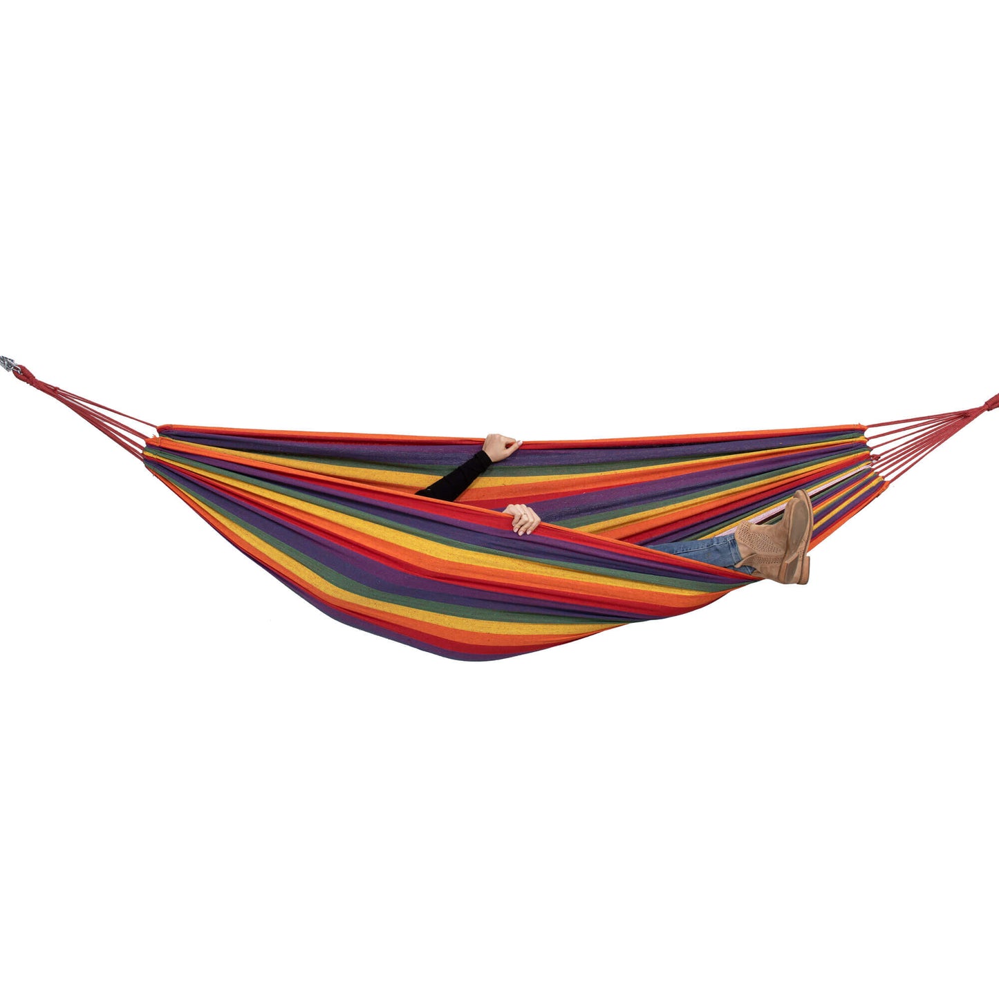 Hamac din bumbac SingleFree IdealStore, Dimensiune 80 x 200 cm, Greutate maxima 120Kg, Montare Si Demontare rapida, Usor de curatat, Portivit atat pentru curte cat si pentru terasa sau balcon, Multicolor
