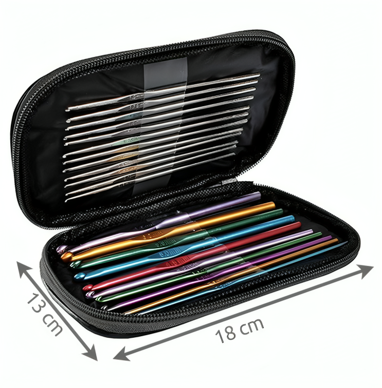 Set de Crosetat idealSTORE, Include 50 de Articole, Dimensiuni Crosetat 0,6-6,5 mm, Husa din Piele ecologica pentru transport, Perfect pentru persoanele care croseteaza