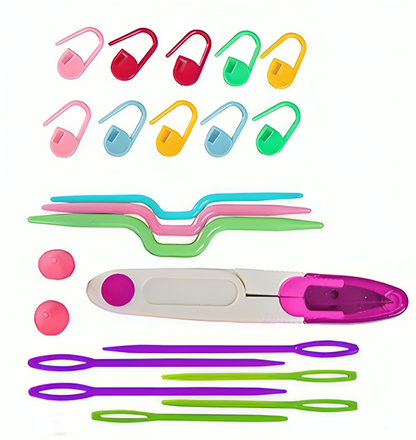 Set de Crosetat idealSTORE, Include 50 de Articole, Dimensiuni Crosetat 0,6-6,5 mm, Husa din Piele ecologica pentru transport, Perfect pentru persoanele care croseteaza