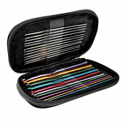 Set de Crosetat idealSTORE, Include 50 de Articole, Dimensiuni Crosetat 0,6-6,5 mm, Husa din Piele ecologica pentru transport, Perfect pentru persoanele care croseteaza