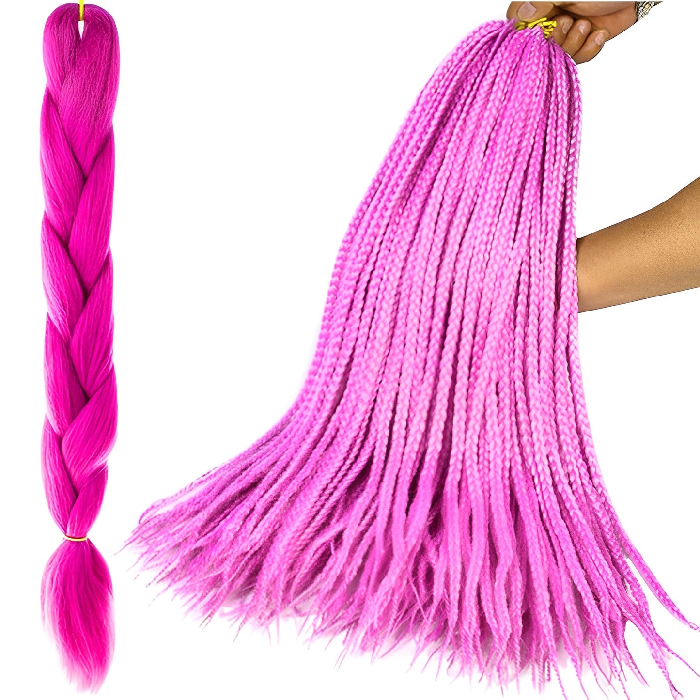 Extensie de par sintetic Pink Power IdealStore pentru impletituri sau cozi, 60 cm, 100 g, rezistenta la radiatiile UV si temperaturile ridicate, compatibila cu placa, ondulatorul sau peria