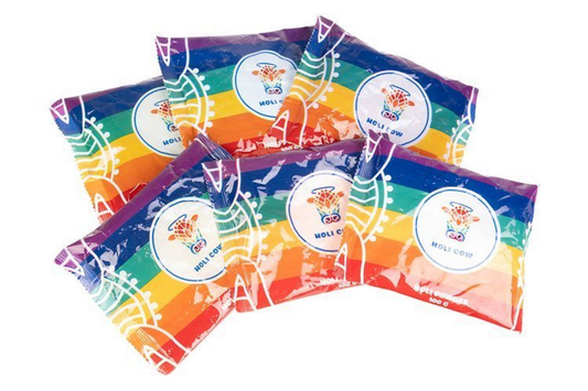 Set 6 Pungi Pudra Colorata Holi idealSTORE, Rosu, Portocaliu, Galben, Verde, Albastru, Violet, Format din Ingrediente Naturale si Inofensive, Sigure, Nu provoaca Iritatii, Alergii, Ideal pentru Zile de Nastere, Festivaluri si Evenimente