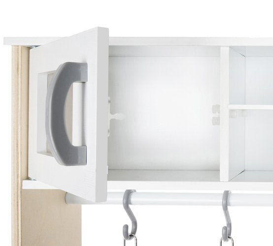 Bucatarie de lemn idealSTORE Chef's Delight, Echipata cu chiuveta, Plita cu inductie si aparat de gheata, Confectionata din lemn de inalta calitate, Dotata cu o lampa functionala si cu o multitudine de ustensile si accesorii