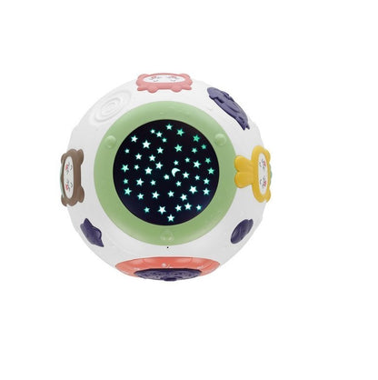 Lampa de veghe cu proiector idealSTORE THE LITTLE CHILD, Dimensiuni 18 X 14 cm, Emite sunete precum broasca, pescarus, pasare, Reda pana la 8 cantece de leagan, Proiectarea stelelor pe tavan pentru o adormire rapida a copilului