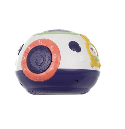 Lampa de veghe cu proiector idealSTORE THE LITTLE CHILD, Dimensiuni 18 X 14 cm, Emite sunete precum broasca, pescarus, pasare, Reda pana la 8 cantece de leagan, Proiectarea stelelor pe tavan pentru o adormire rapida a copilului