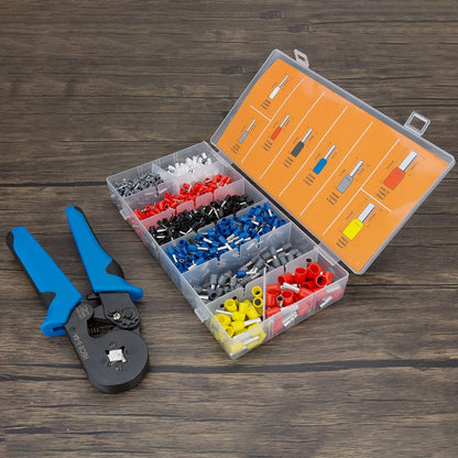 Trusa Sertizare Cabluri Electrice idealSTORE, Cleste Sertizat Reglabil, Domeniu de sertizare 0,25-10 mm2, Include 500 de Terminali, Usor de Utilizat, Calitate inalta a Materialelor, Rezistenta Mare la socuri, Forta de tractiune, Material Otel