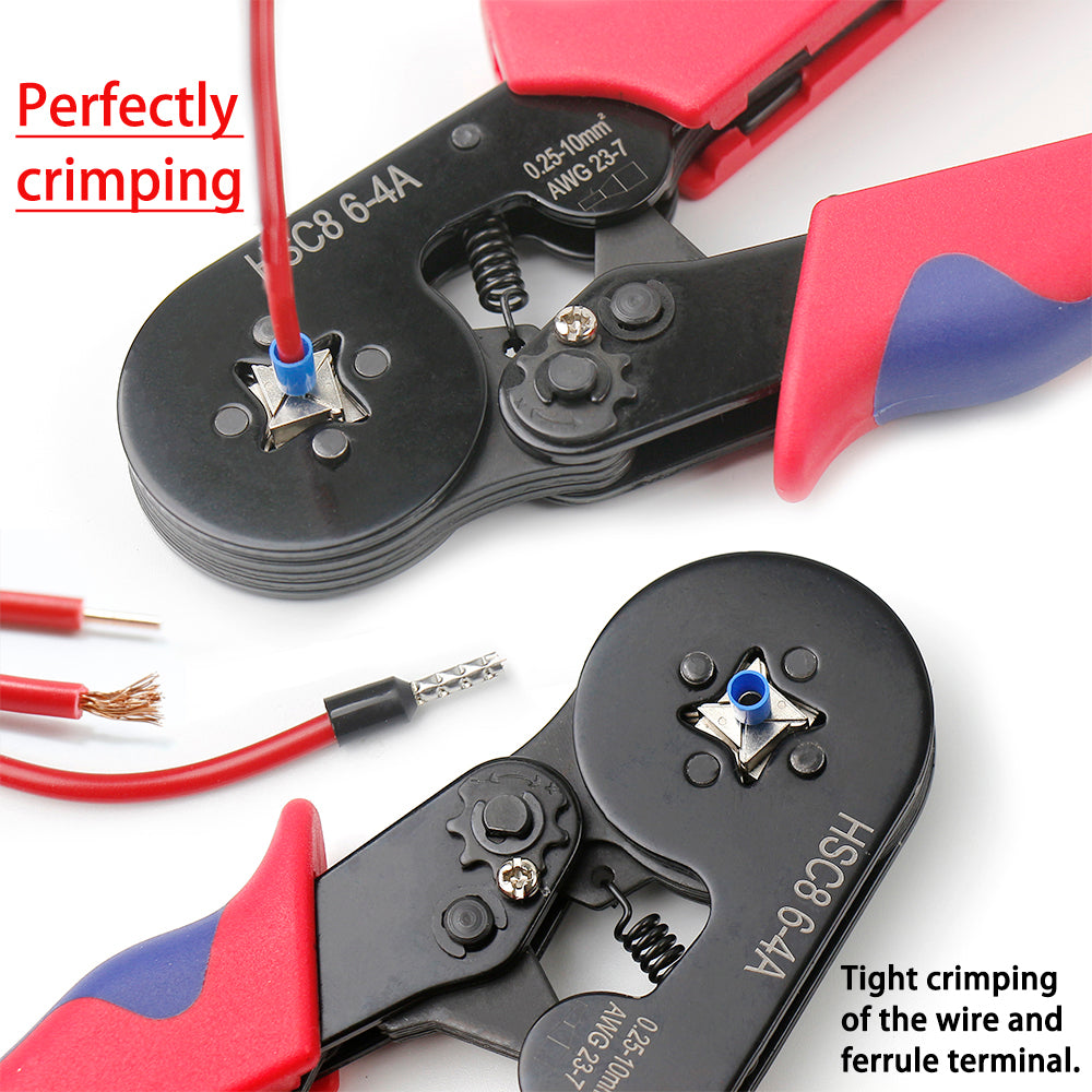 Trusa Sertizare Cabluri Electrice idealSTORE, Cleste Sertizat Reglabil, Domeniu de sertizare 0,25-10 mm2, Include 500 de Terminali, Usor de Utilizat, Calitate inalta a Materialelor, Rezistenta Mare la socuri, Forta de tractiune, Material Otel