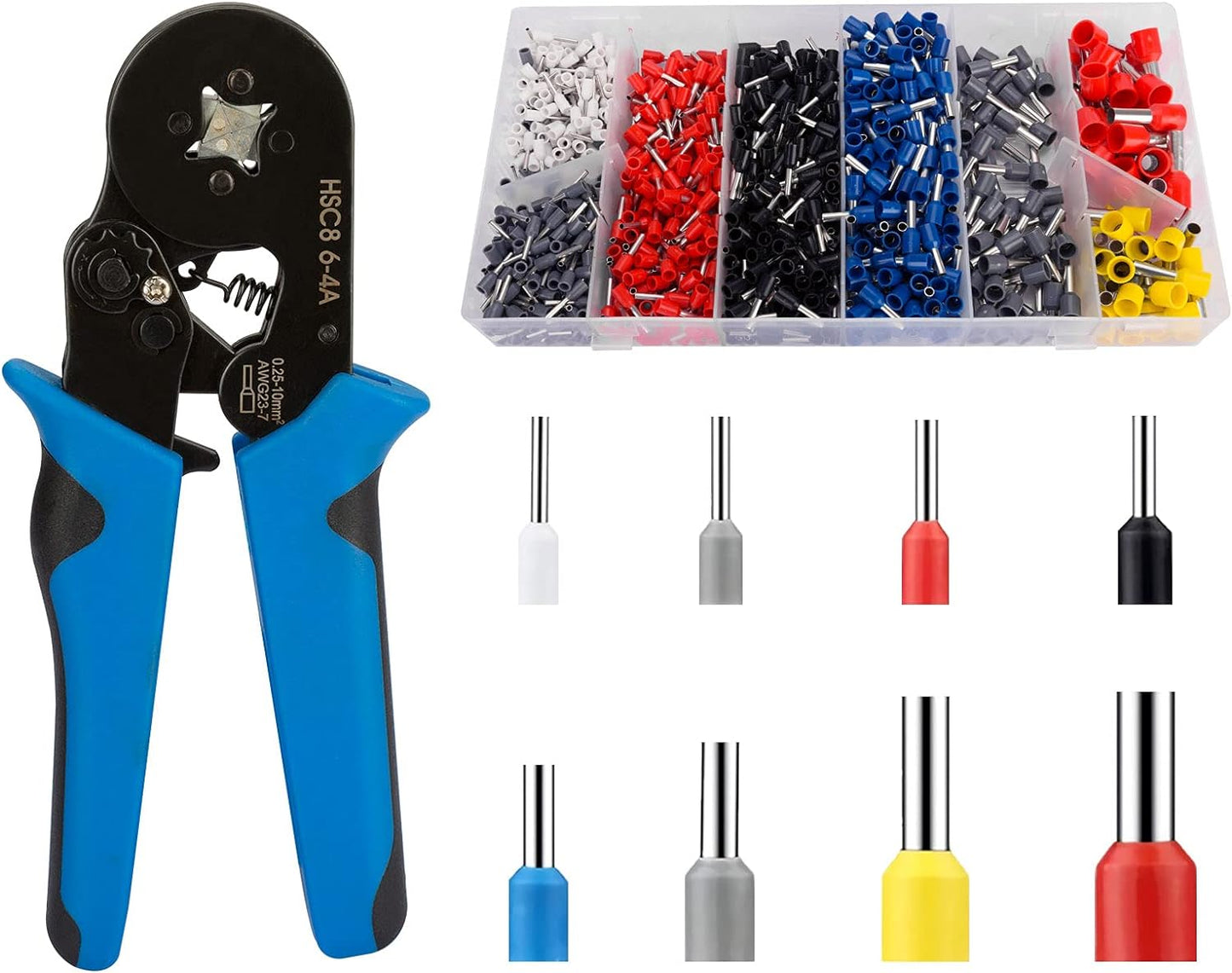 Trusa Sertizare Cabluri Electrice idealSTORE, Cleste Sertizat Reglabil, Domeniu de sertizare 0,25-10 mm2, Include 500 de Terminali, Usor de Utilizat, Calitate inalta a Materialelor, Rezistenta Mare la socuri, Forta de tractiune, Material Otel