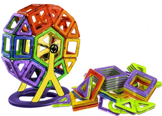 Joc educativ Magnetic MagicKids IdealStore, 99 piese, Multicolore, Stimuleaza Imaginatia, Creativitatea, Gandirea Logica, Posibilitatea de forme nelimitate, Magneti Neodim