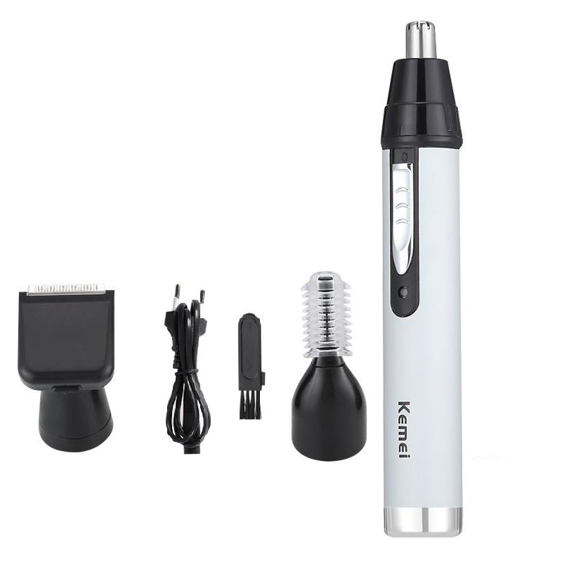Trimmer Multifunctional 3 in 1 idealSTORE, Include 3 Varfuri Detasabile, Utilizare Umed si Uscat, Reincarcabil prin USB, Lame de filare cu doua margini, Perfect pentru tunsul parului de pe fata, din nas, urechi, Forma Ergonomica