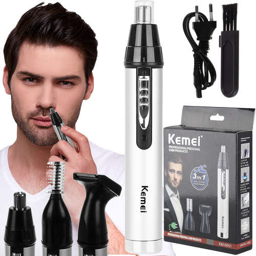 Trimmer Multifunctional 3 in 1 idealSTORE, Include 3 Varfuri Detasabile, Utilizare Umed si Uscat, Reincarcabil prin USB, Lame de filare cu doua margini, Perfect pentru tunsul parului de pe fata, din nas, urechi, Forma Ergonomica