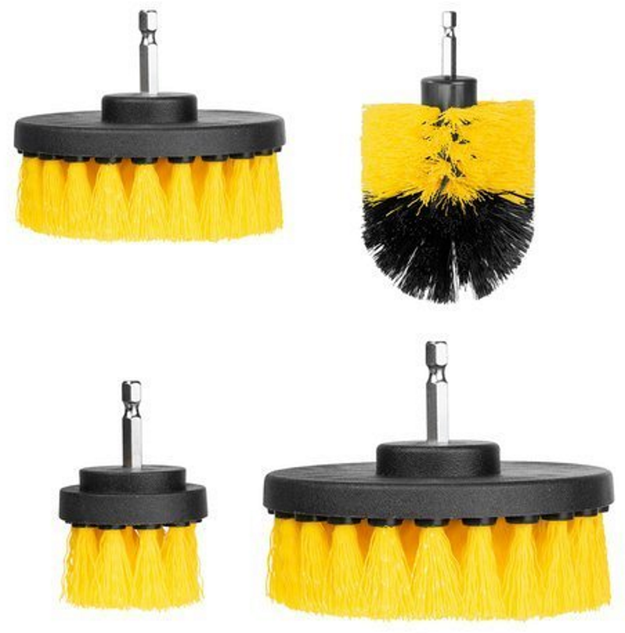 Set 4 Perii de Curatat cu Adaptor pentru Bormasina-Autofiletanta, Rigiditate Medie, Material Durabil, Curata Perfect Gresia, Chiuvetele, Cabina de Dus si Toaletele