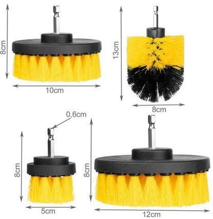 Set 4 Perii de Curatat cu Adaptor pentru Bormasina-Autofiletanta, Rigiditate Medie, Material Durabil, Curata Perfect Gresia, Chiuvetele, Cabina de Dus si Toaletele
