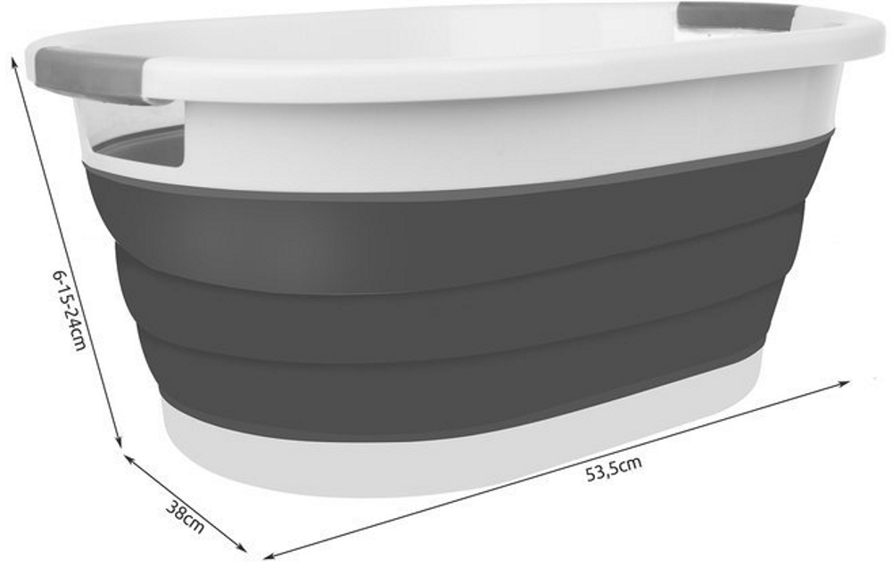 Cadita Pliabila Multifunctional idealSTORE, Dimensiuni 38 x 53 x6/15/24 cm, Inaltime reglabila pe 3 nivele, Material Siliocn-Plastic, Capacitate 25L, Echipat cu Manere pentru Transport
