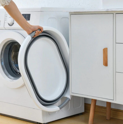 Cos de Rufe Pliabil Multifunctional idealSTORE, Dimensiuni 38 x 53 x6/15/24 cm, Inaltime reglabila pe 3 nivele, Material Siliocn-Plastic, Capacitate 25L, Echipat cu Manere pentru Transport